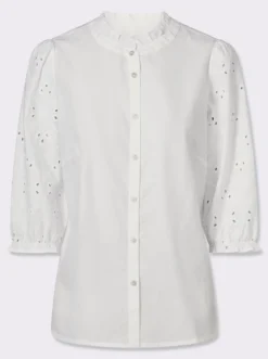 Baumwollbluse mit Lochstickerei
