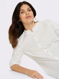 Baumwollbluse mit Lochstickerei
