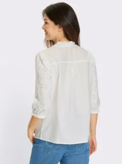 Baumwollbluse mit Lochstickerei