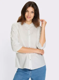 Baumwollbluse mit Lochstickerei