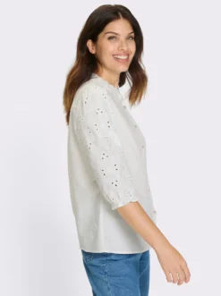 Baumwollbluse mit Lochstickerei