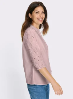 Baumwollbluse mit Lochstickerei