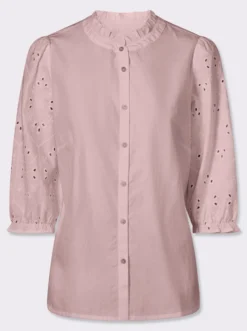 Baumwollbluse mit Lochstickerei