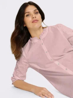 Baumwollbluse mit Lochstickerei