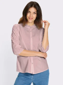 Baumwollbluse mit Lochstickerei