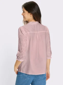 Baumwollbluse mit Lochstickerei
