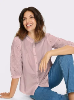 Baumwollbluse mit Lochstickerei