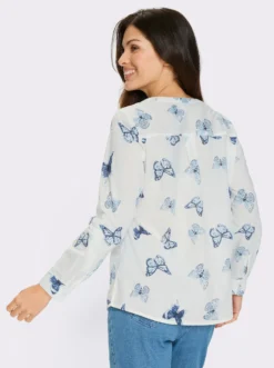 Baumwollbluse mit Schmetterlings-Print
