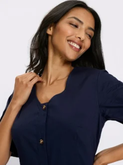 Baumwollkleid mit durchgehender Knopfleiste