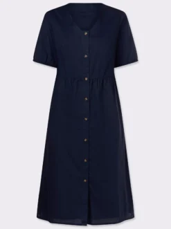 Baumwollkleid mit durchgehender Knopfleiste