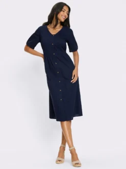 Baumwollkleid mit durchgehender Knopfleiste