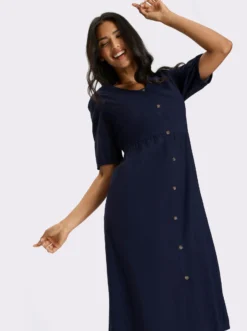 Baumwollkleid mit durchgehender Knopfleiste