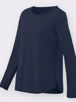 Baumwollpullover mit überlappendem Saum
