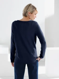 Baumwollpullover mit überlappendem Saum
