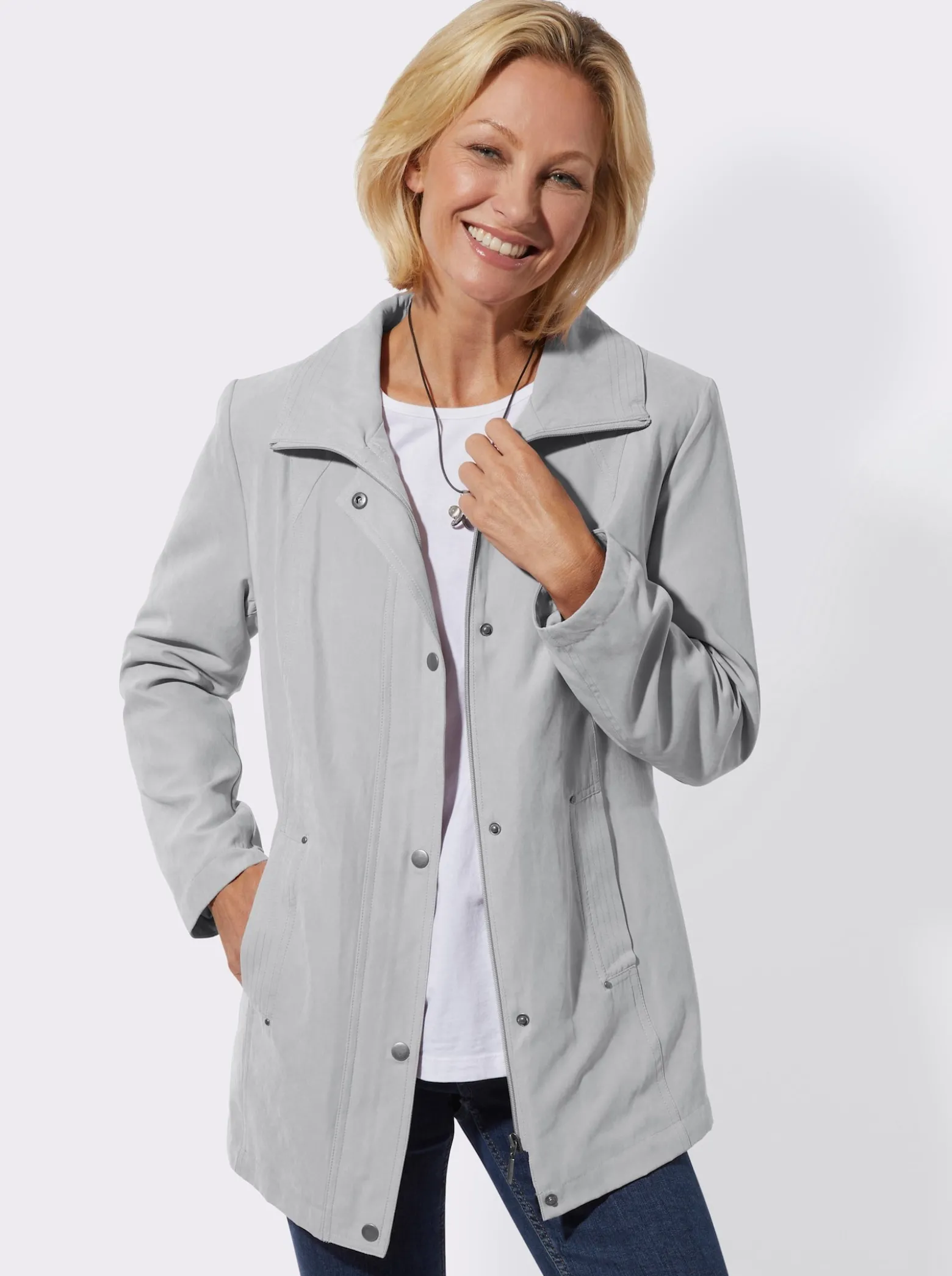 Übergangsjacke in Veloursleder-Optik