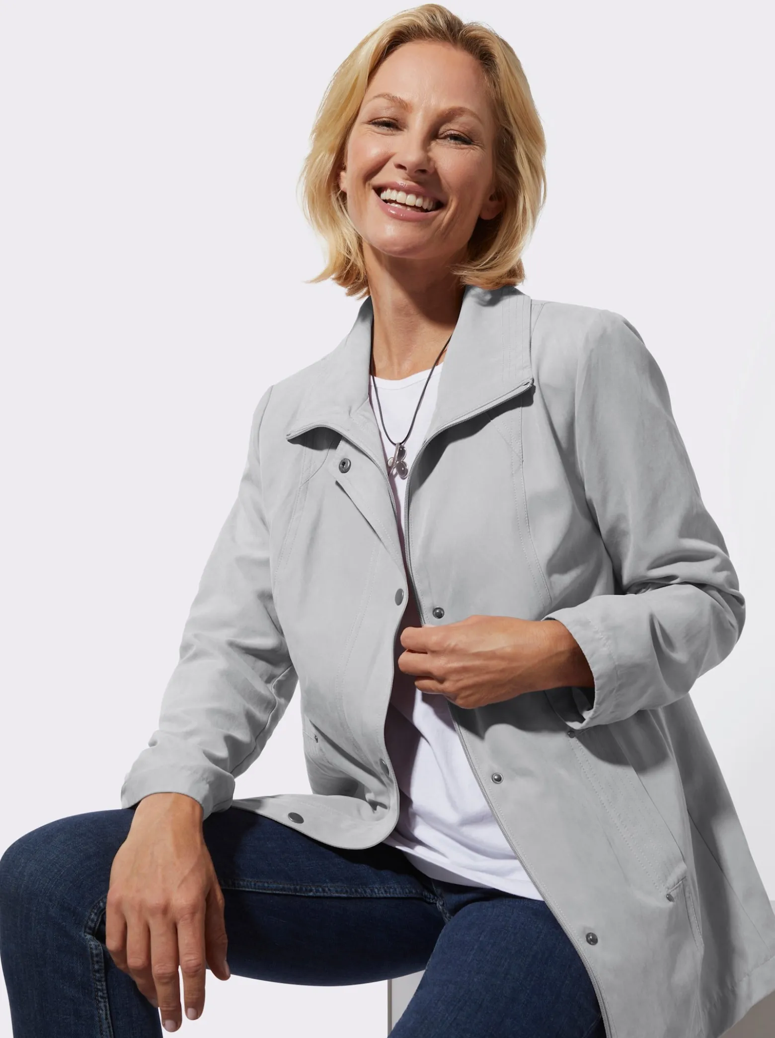 Übergangsjacke in Veloursleder-Optik