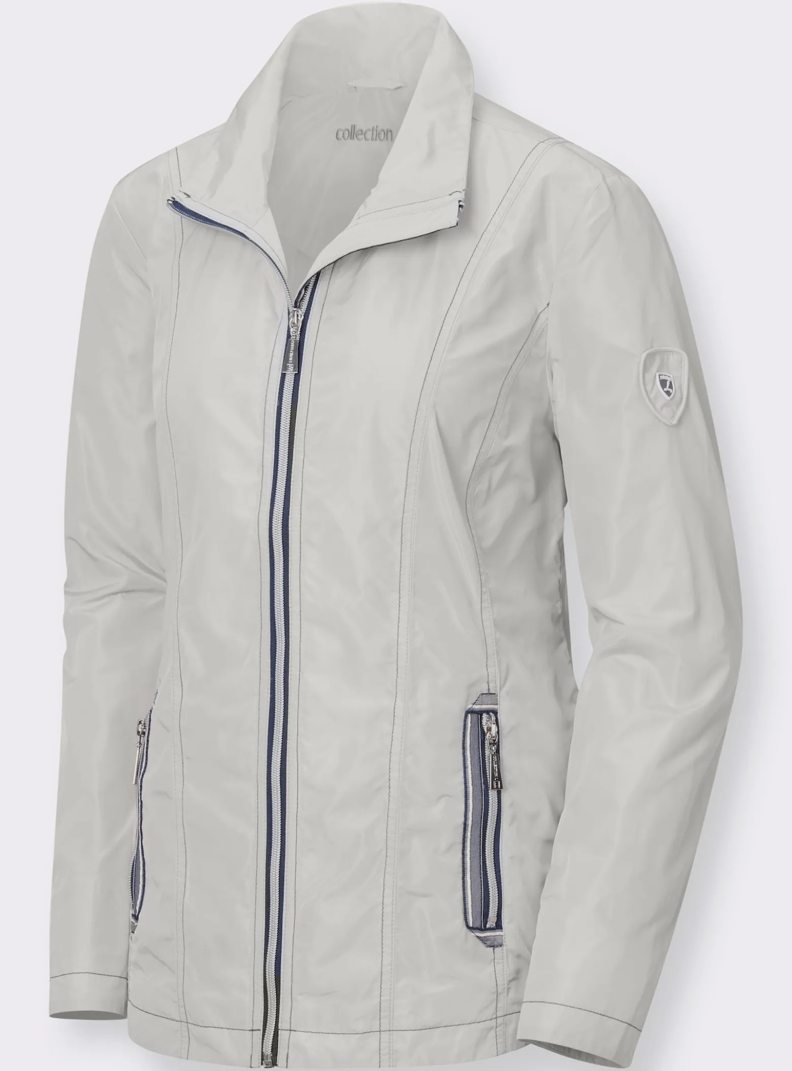 Übergangsjacke mit kontrastfarbigen Ziernähten