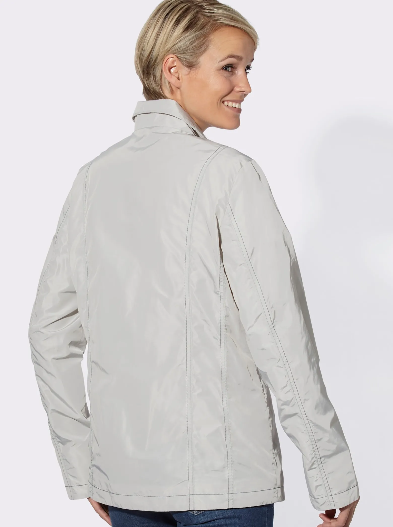Übergangsjacke mit kontrastfarbigen Ziernähten