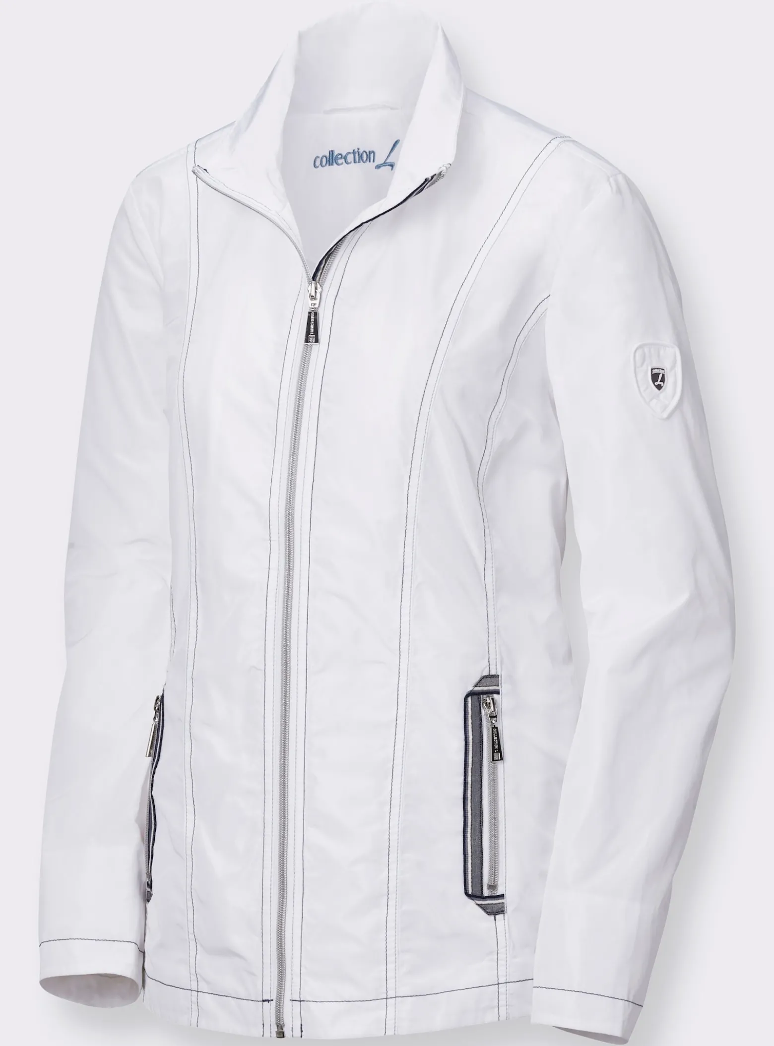 Übergangsjacke mit kontrastfarbigen Ziernähten