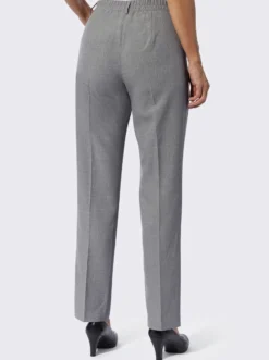 Bügelfaltenhose mit Leder-Imitat-Detail