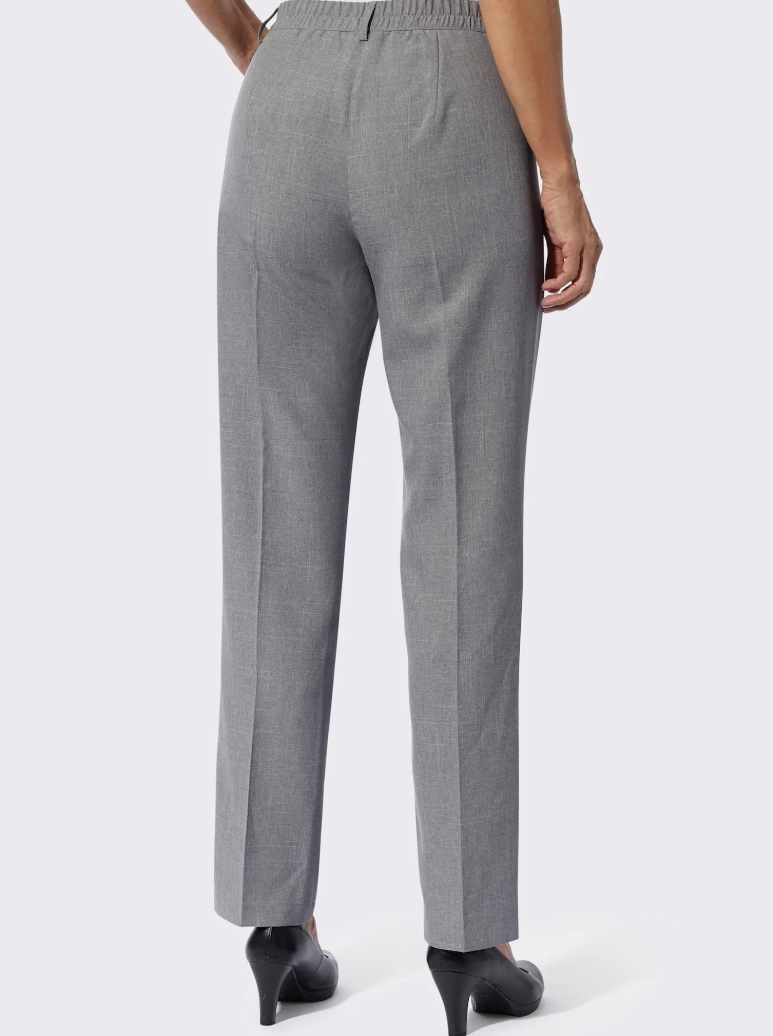 Bügelfaltenhose mit Leder-Imitat-Detail