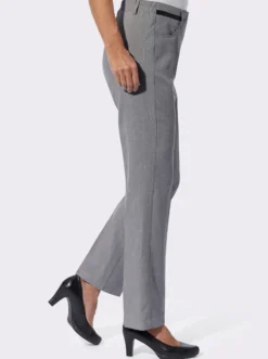 Bügelfaltenhose mit Leder-Imitat-Detail