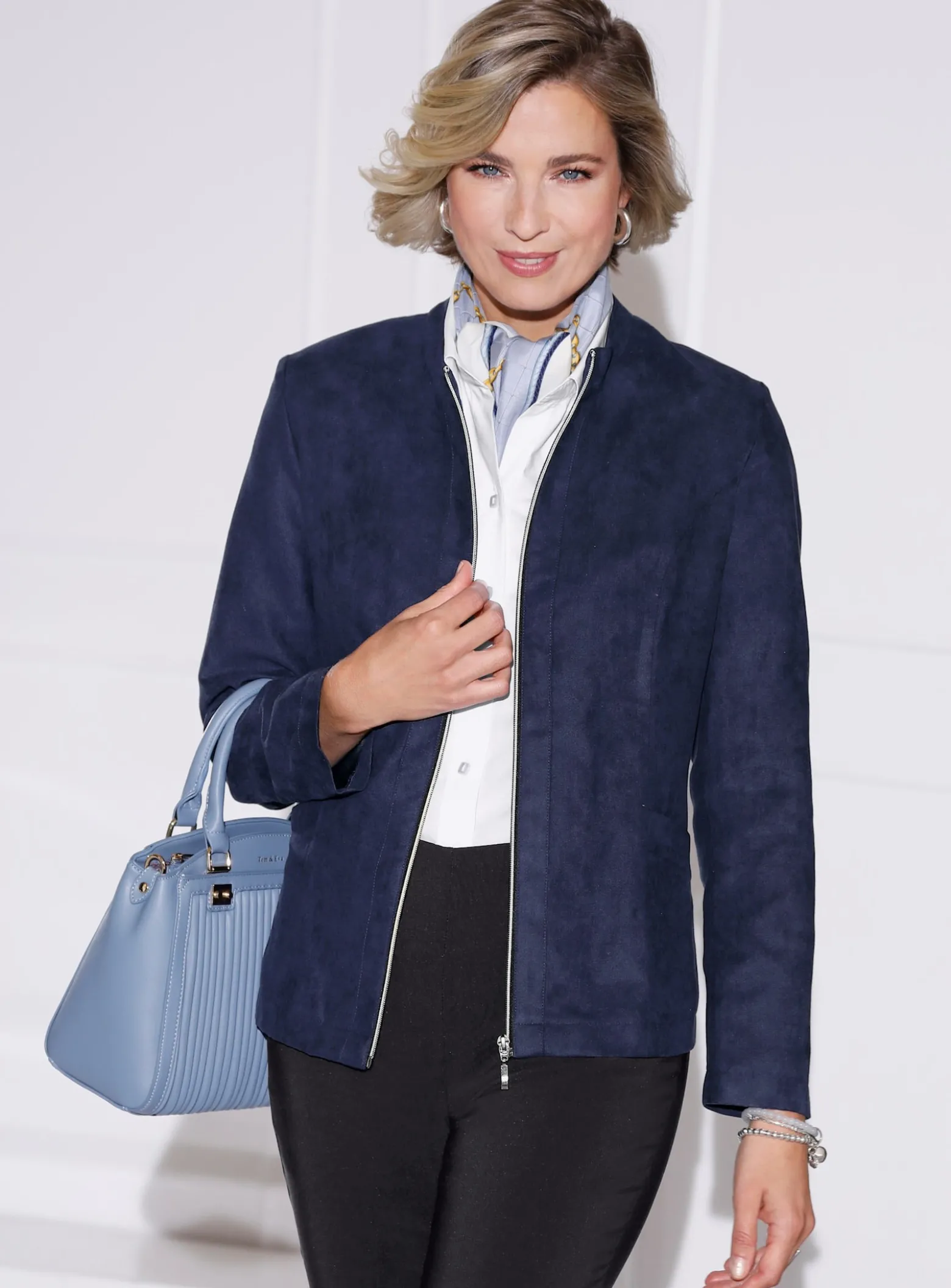 Blazer aus Veloursleder-Imitat