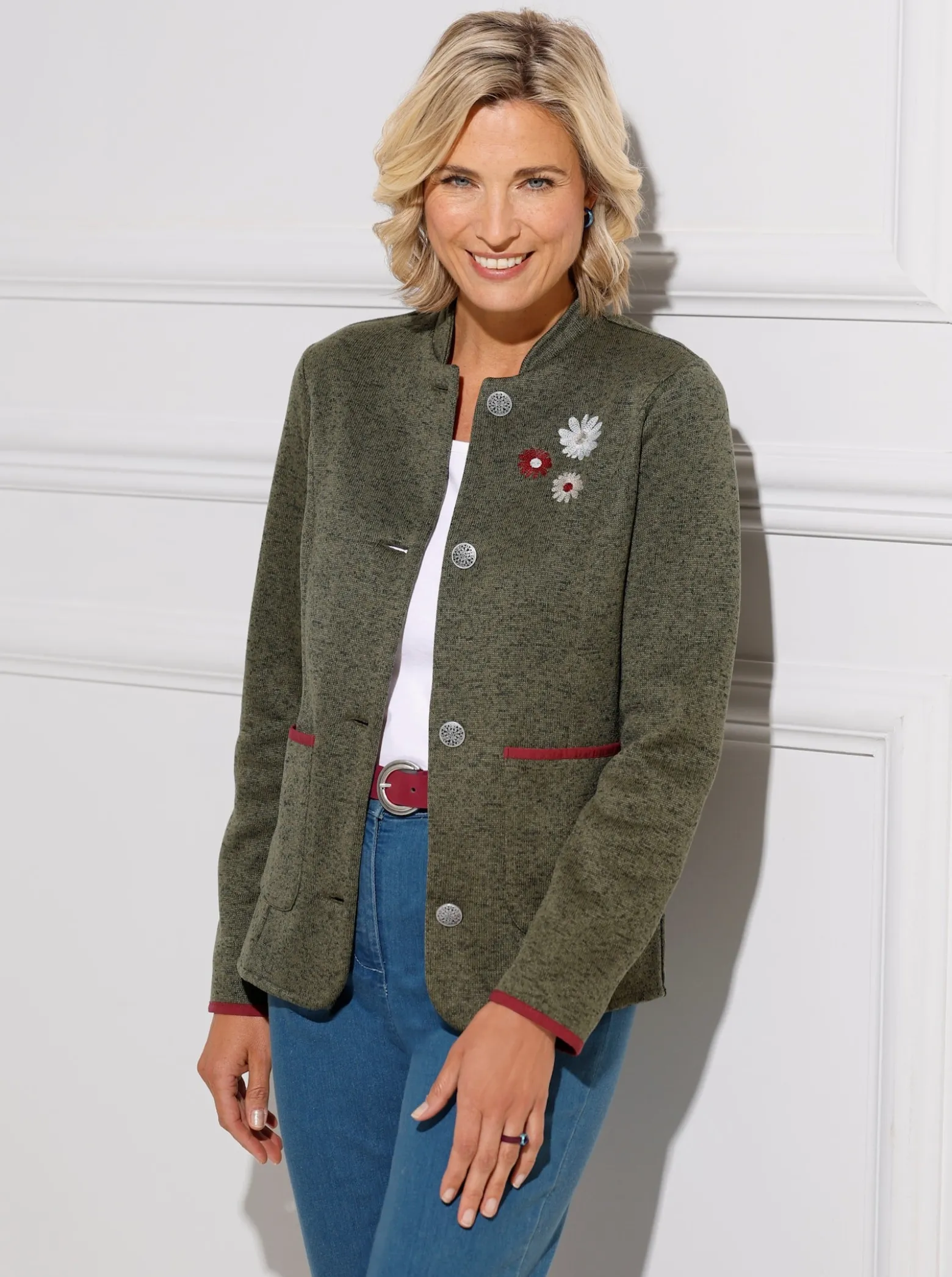 Blazer mit Blüten-Stickerei