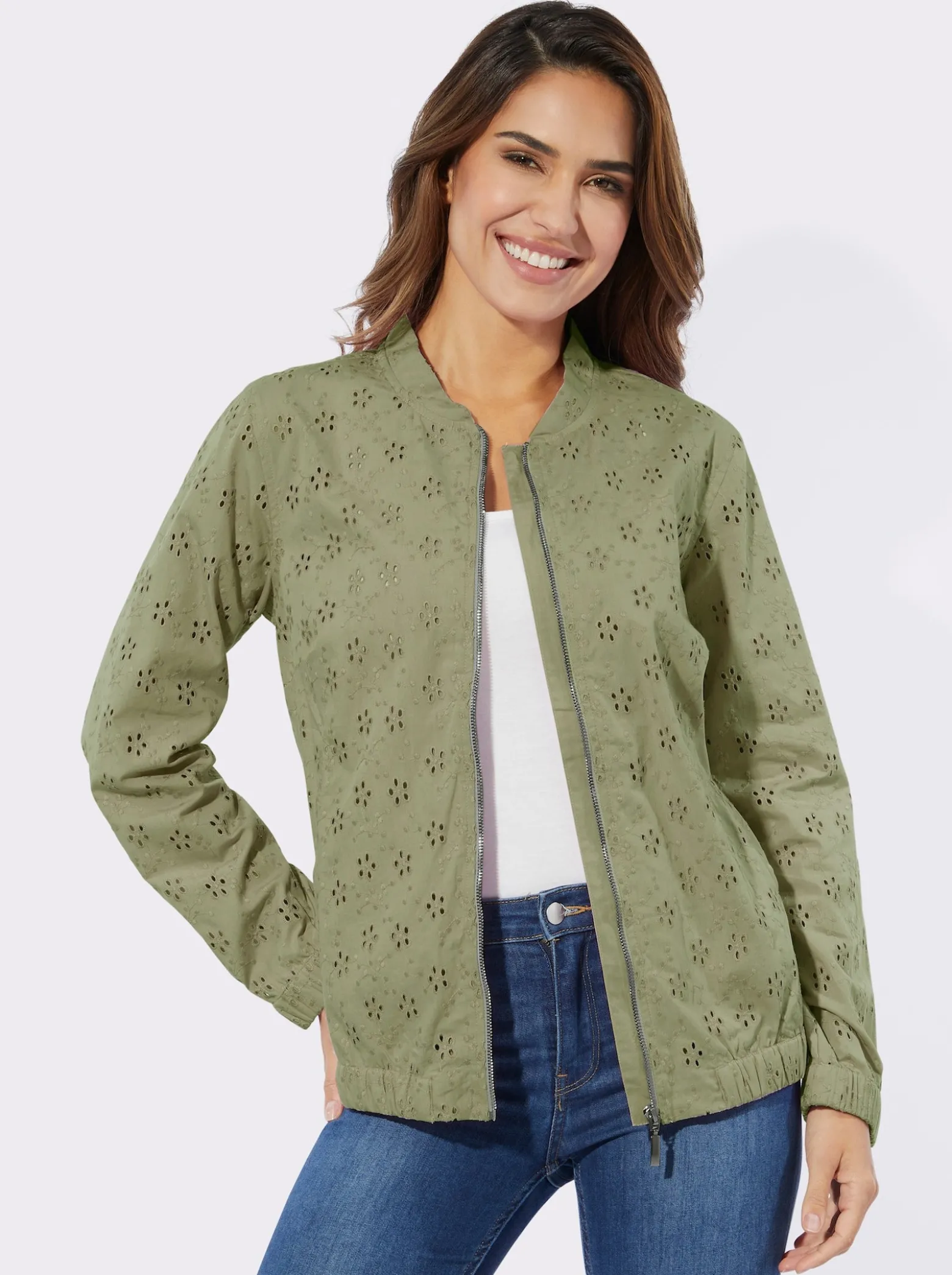 Blazer mit Lochstickerei