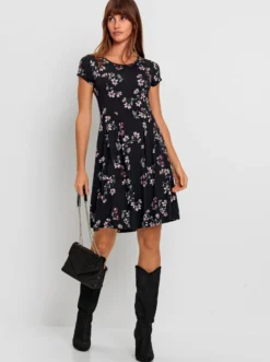 Blumenkleid in Viskose-Stretch-Qualität