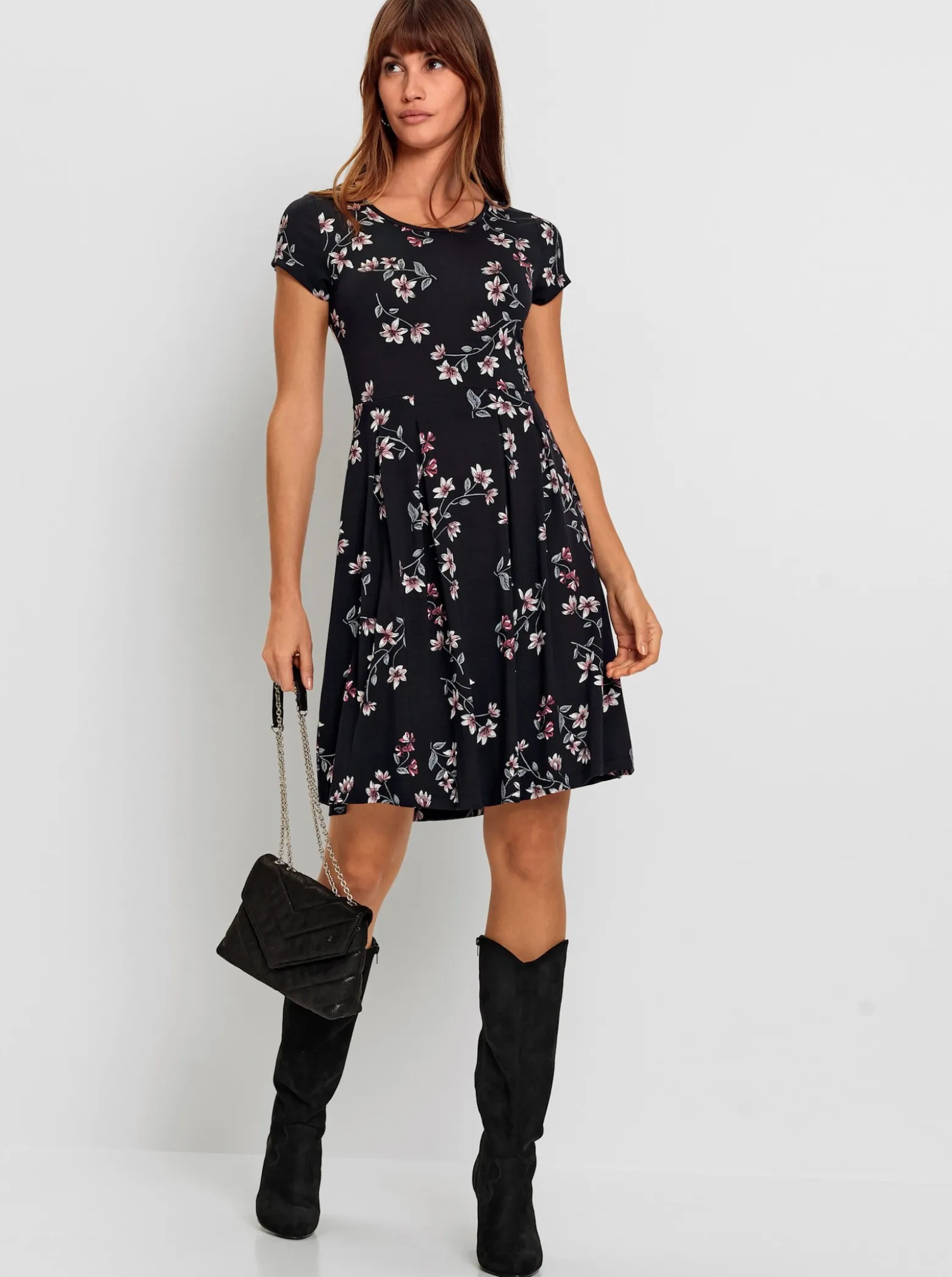 Blumenkleid in Viskose-Stretch-Qualität