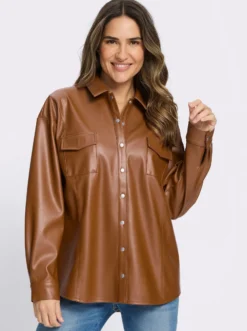 Blusenjacke in Leder-Optik