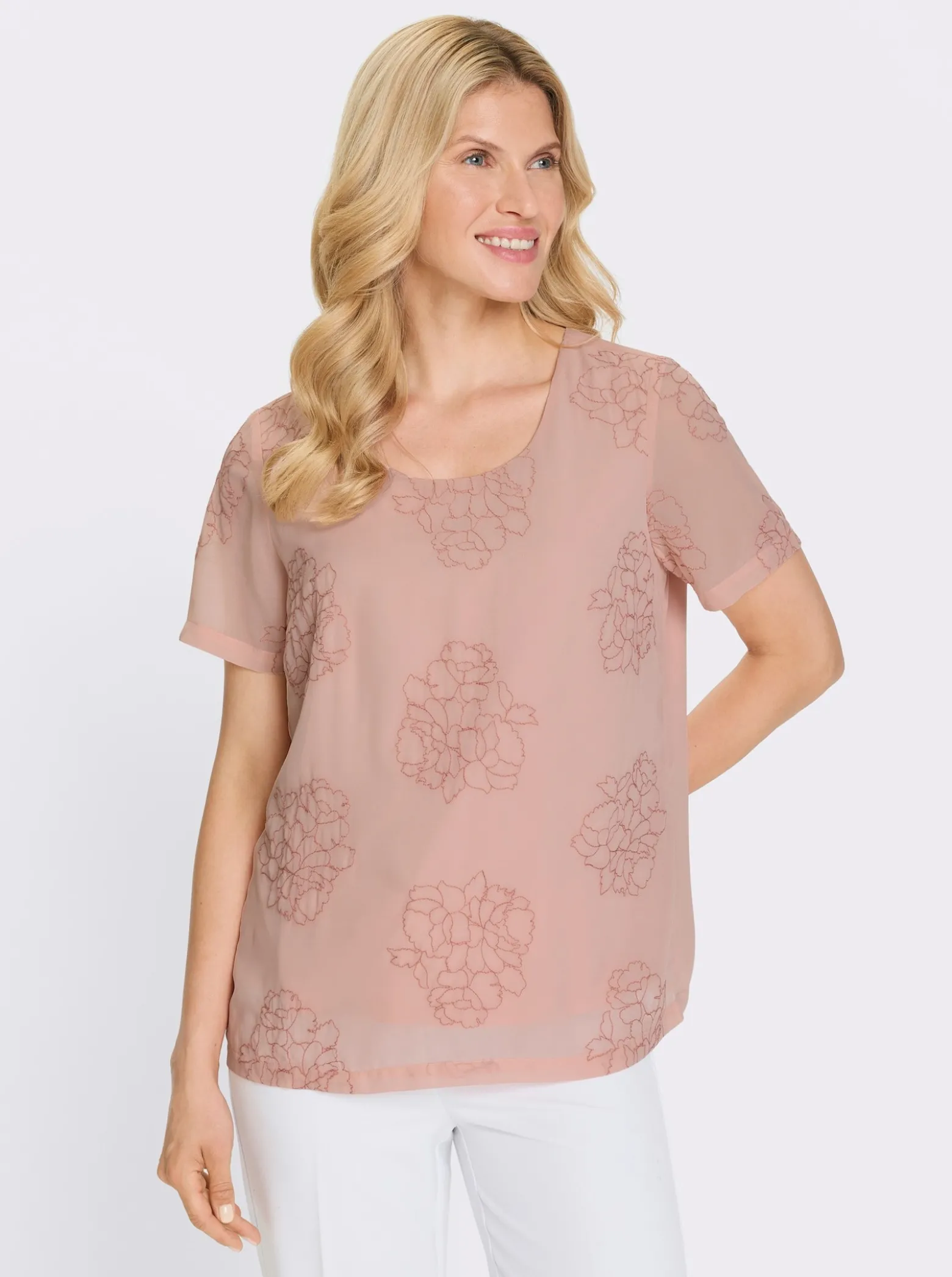 Blusenshirt mit Blüten-Applikationen