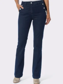 Bootcut-Jeans mit Dekoknöpfen