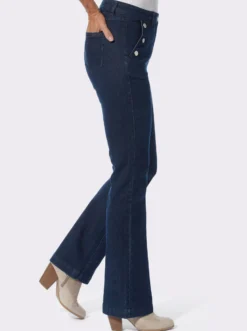 Bootcut-Jeans mit Dekoknöpfen