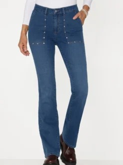 Bootcut-Jeans mit Nieten-Verzierung