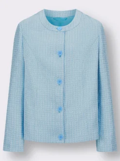 Bouclé-Blazer mit Rundhals-Ausschnitt