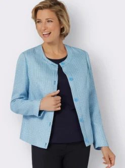 Bouclé-Blazer mit Rundhals-Ausschnitt
