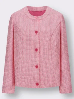 Bouclé-Blazer mit Rundhals-Ausschnitt