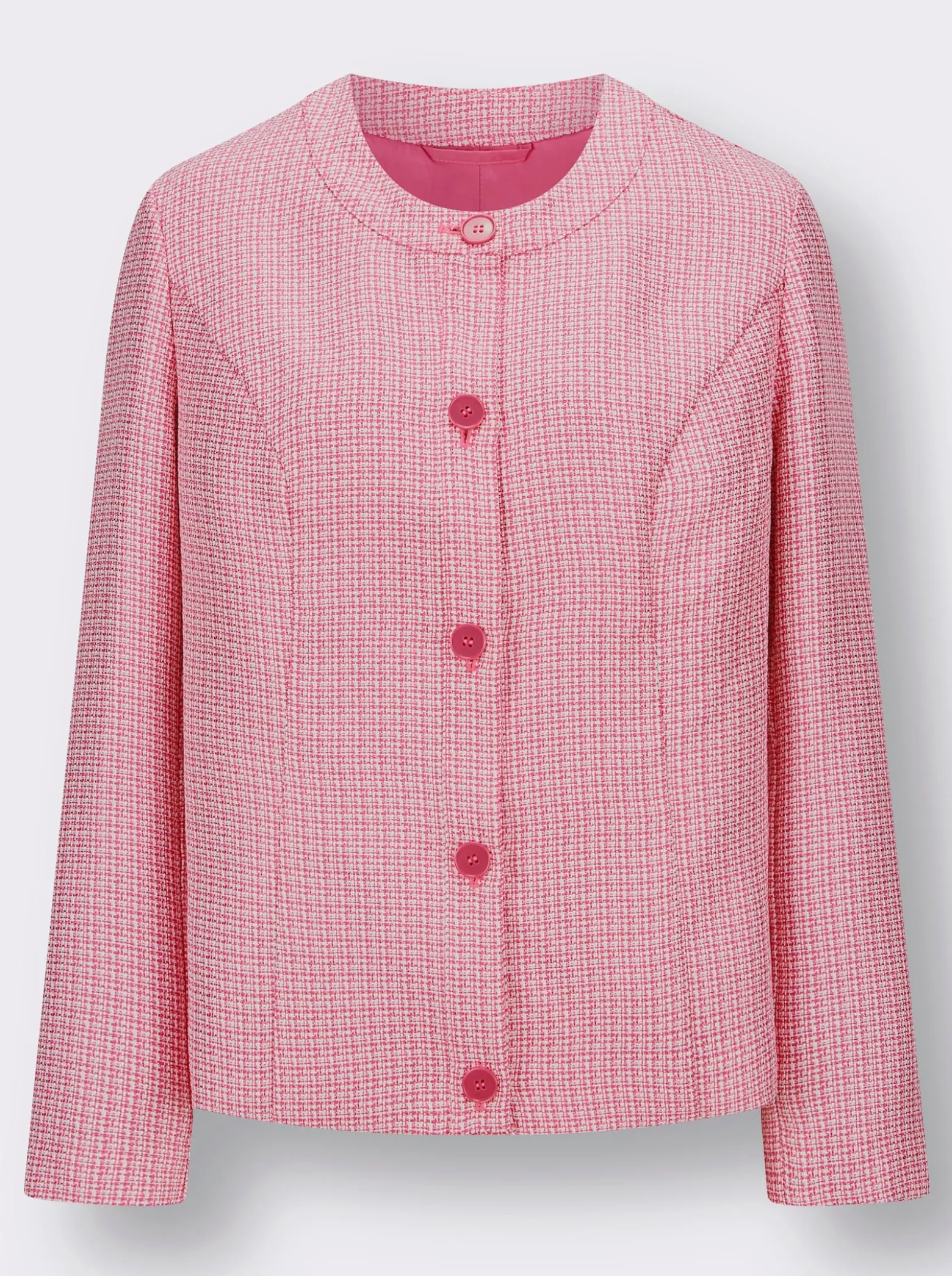 Bouclé-Blazer mit Rundhals-Ausschnitt