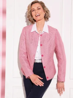 Bouclé-Blazer mit Rundhals-Ausschnitt