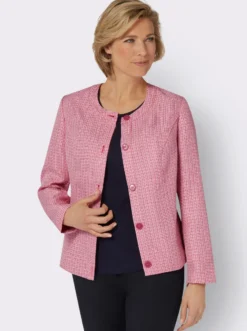 Bouclé-Blazer mit Rundhals-Ausschnitt