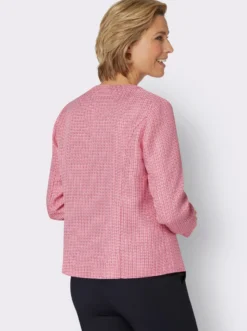 Bouclé-Blazer mit Rundhals-Ausschnitt