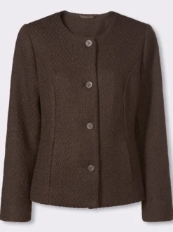 Bouclé-Blazer mit Rundhals-Ausschnitt