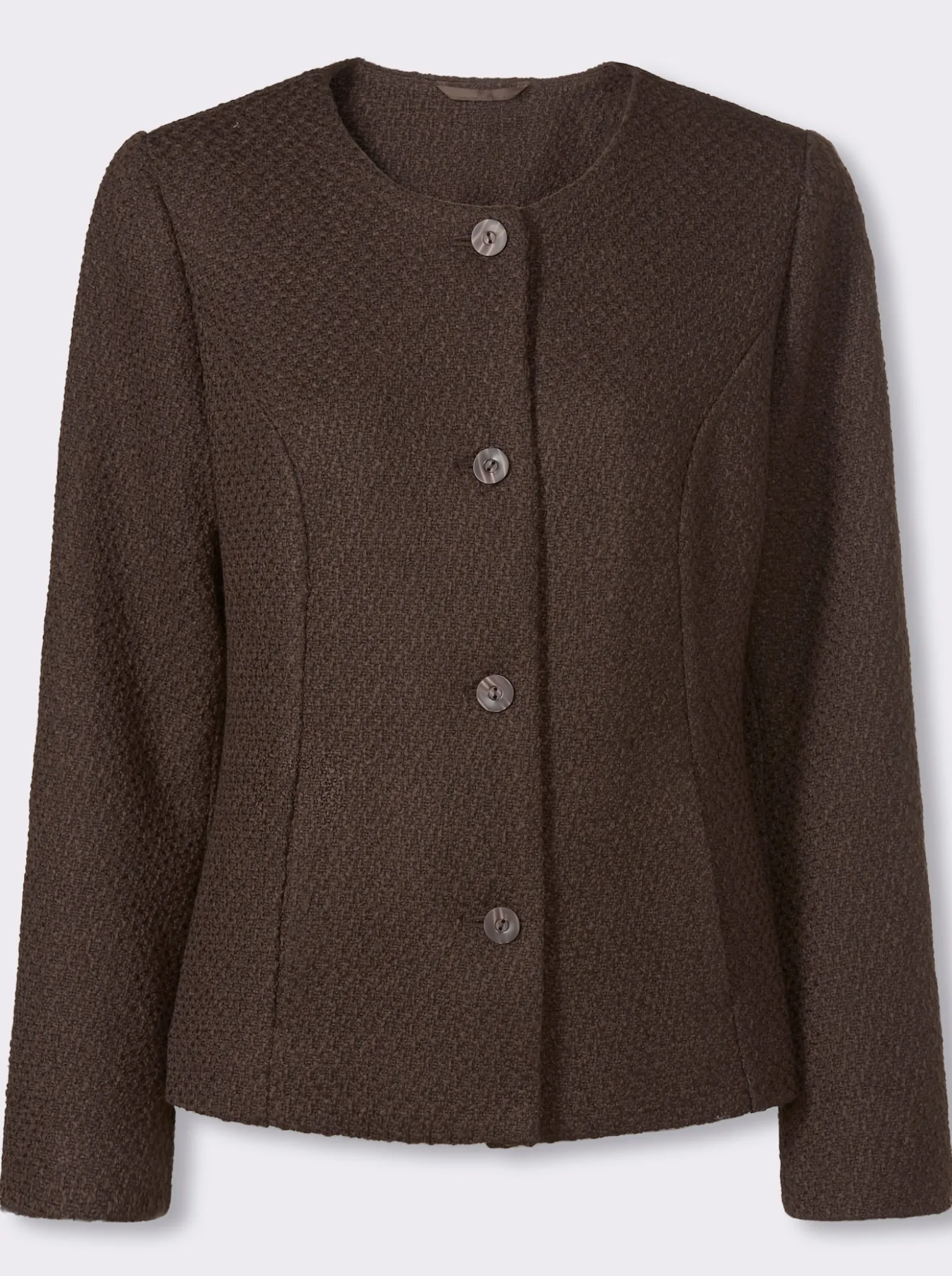 Bouclé-Blazer mit Rundhals-Ausschnitt