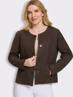 Bouclé-Blazer mit Rundhals-Ausschnitt