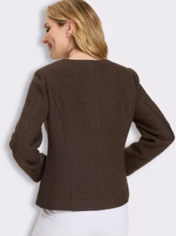 Bouclé-Blazer mit Rundhals-Ausschnitt