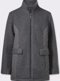 Boucléjacke mit gesteppten Einsätzen