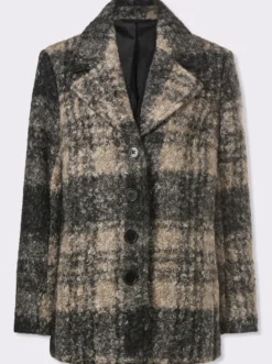 Boucléjacke mit Karo-Muster