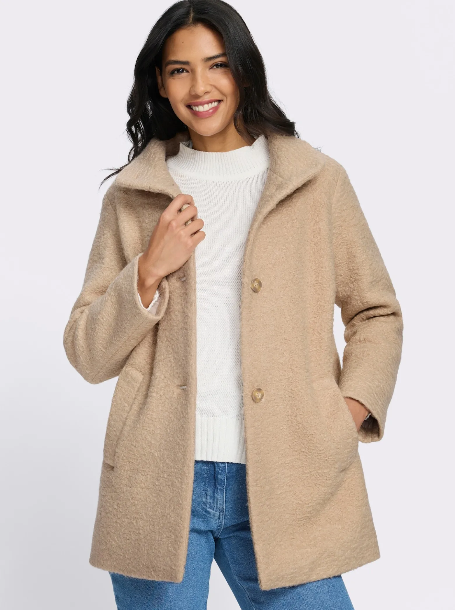 Boucléjacke mit Stehkragen